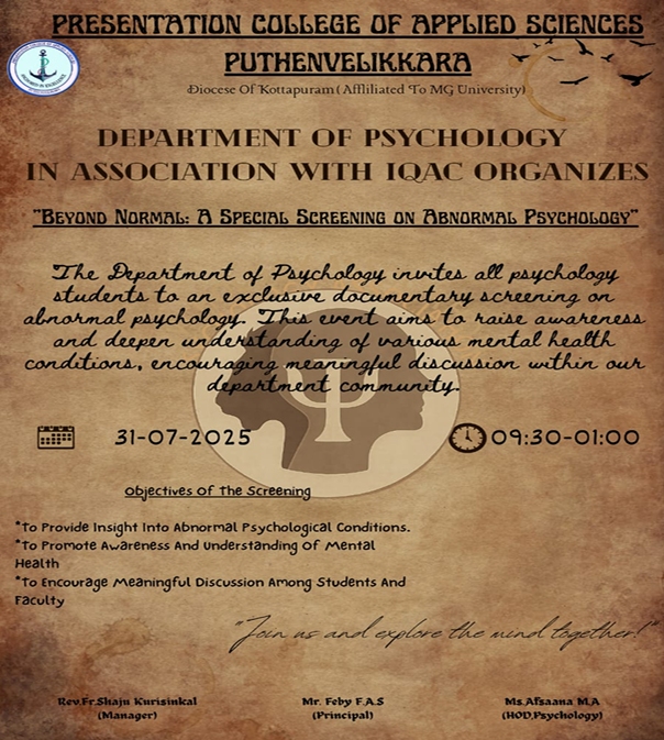 Documentary Presentation — Beyond Normal: A Special Screening on Abnormal  Psychology